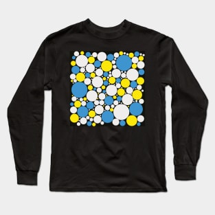 blue white and yellow pop art polka dot pattern Long Sleeve T-Shirt